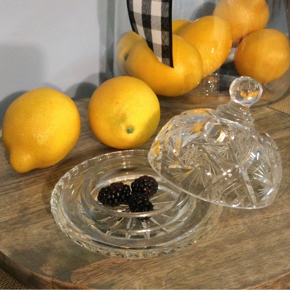Other - Vintage Heavy Crystal Round Butter Dish